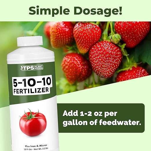 5-10-10 Fertilizer for Plants, Great for Root Vegetables, Tomatoes, and Flowers, Plant Fertilizer by TPS Plant Foods, 32oz (1 Quart)