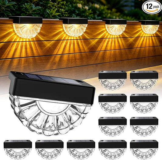 SOLPEX Solar Deck Lights Outdoor (12 Pack), Solar Step Lights Outdoor Waterproof Led Dusk to Dawn Stair Light for Outside Patio, Garden, Pool, Railing, Fence, Yard, Balcony and Porch