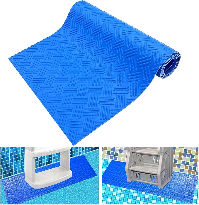 SKARUMMER Swimming Pool Ladder Mat - Protective Pool Ladder Pad Step Mat with Non-Slip Texture, Blue Medium Pool Step Mat, Pool Liner Protection Mat (60 X 45 inch)