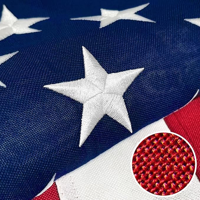 Premium American Flag 5x8 Ft TearProof Series for Outside, Heavy Duty Outdoor，Longest Lasting, Super Tough Fade Resistant Spun Polyester, High Wind US Outdoor Flags Embroidered Stars, Sewn Stripes, Brass Grommets