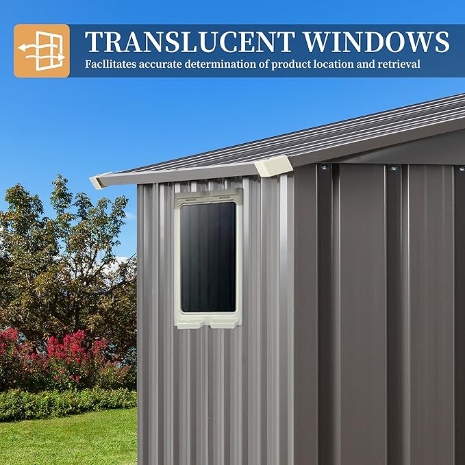 Vongrasig 6x4 FT Outdoor Storage Shed, Metal Garden Shed Clearance with Window and Lockable Door, All-Weather Sloping Roof Tool Shed for Backyard, Patio, Grey
