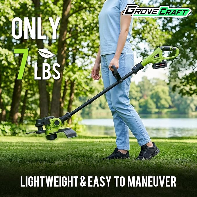20V Cordless String Trimmer, 2x4Ah Grass Trimmer&Edger with 8 Replacement Spools, Battery Powered Weed Trimmer with Auto Line Feed for Garden, Lawn, Green