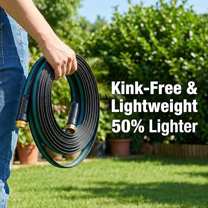 100FT Lightweight Garden Hose – Kink-Resistant, Flexible, High-Pressure Hose for Outdoor Watering, Lawn Care, Garden, and Car Cleaning