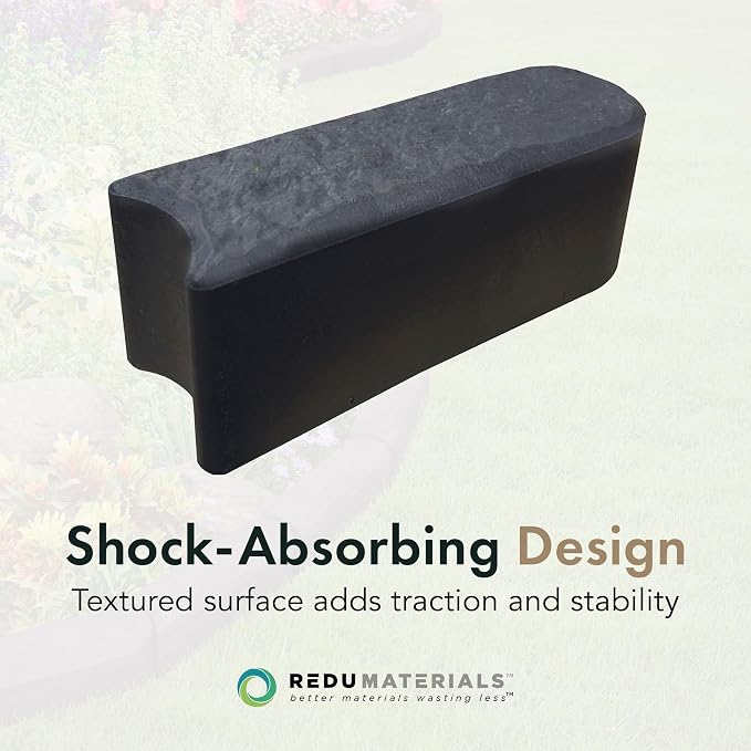 TierraVerde 12-Pack 12”x4” Stomp Rubber Edge Stone, Grey – Faux Landscape Border Decor for Patios, Paths, Play Areas & Gardening – DIY No-Dig Edging Block for Outdoor Decorative Projects