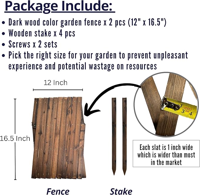 ShopLaLa Garden Fence (2 Pack, Total 12ft) Decorative Wooden Lattice Panels for Outdoor, Expandable Plant Support Trellis Flower Bed Edging Yard Lawn Landscape Border Decor Animal Barrier Wood Fencing
