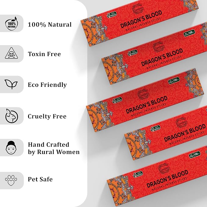 Raajsee Dragons Blood Incense Sticks (180 gm), 100% Pure Organic Natural Hand Rolled Free from Chemicals, (Pack of 12) Visit the raajsee Store