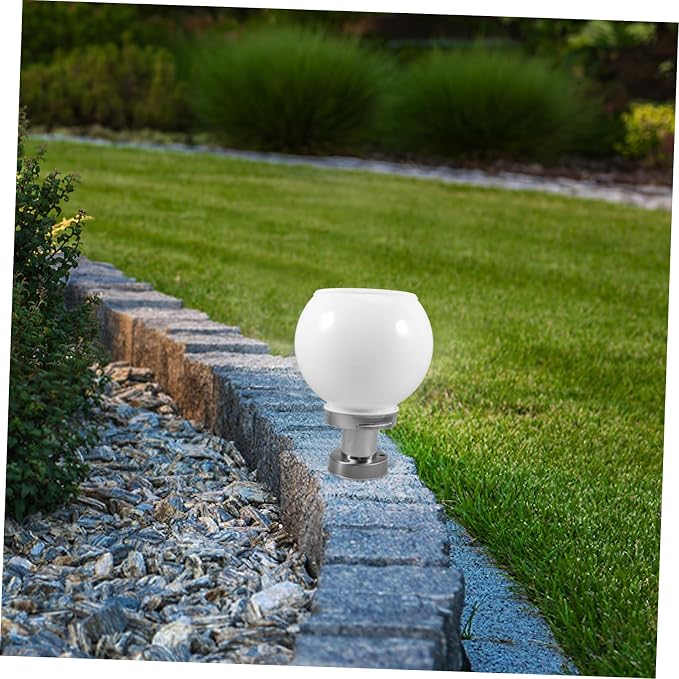 SOLUSTRE Solar Wall Pillar Lamp Outdoor 10.03X7.87In Round Ball Led Post Light Waterproof Solar Powered Landscape Lighting for Garden Patio Fence