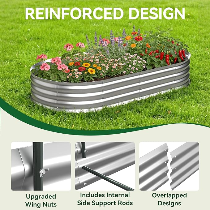 Lineware Raised Garden Bed with Sprinkler Timer and Self-Watering System, 6x3x1 ft Elevated Planter Boxes Outdoor with Mesh Cover, Galvanized Raised Beds for,Vegetables,Flowers, Backyard, Patio