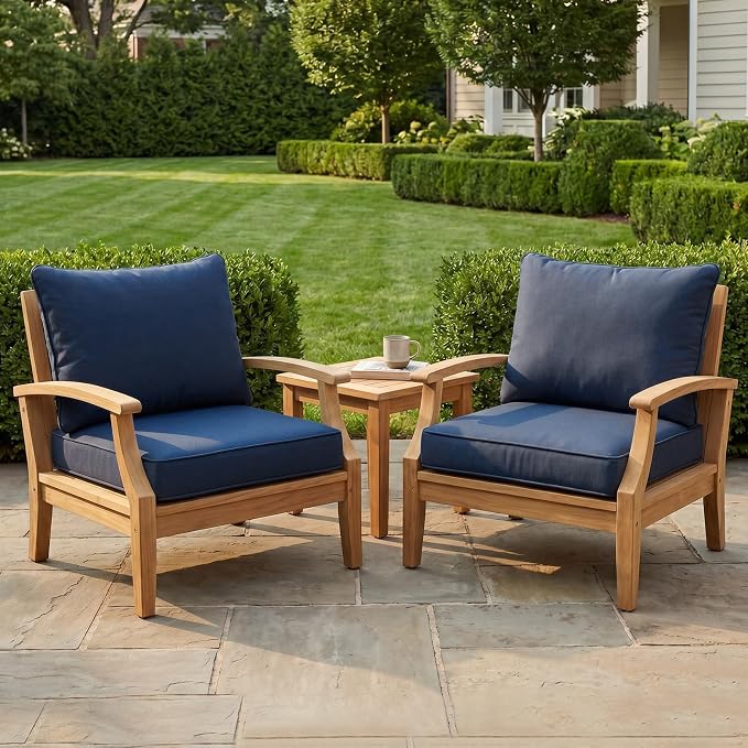 4-Piece Outdoor Patio Cushion Covers, Seat & Back Replacement Set, Covers Only for Patio Furniture, Porch, Deck, Balcony (4Pcs-Blue, 24 * 24 * 4-inch)