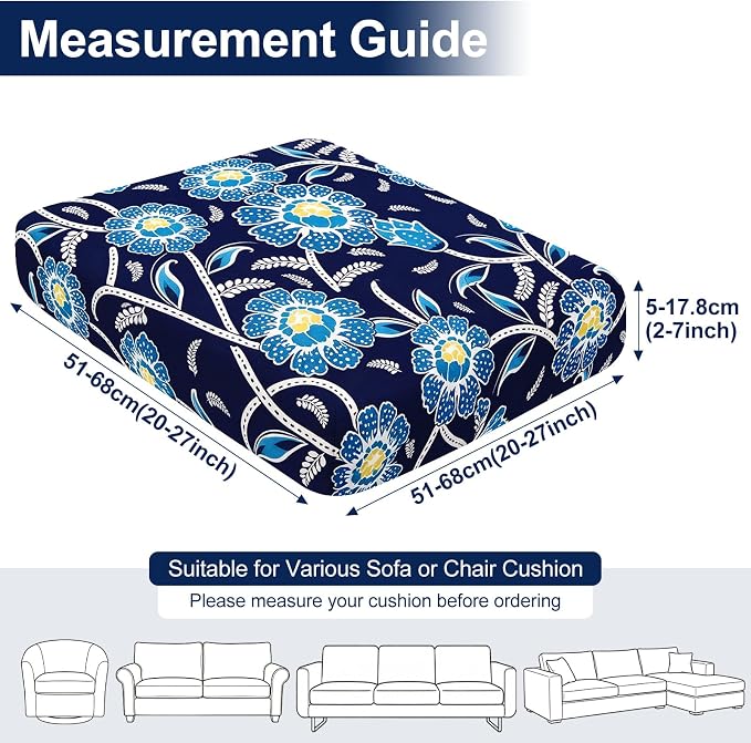 Smiry Waterproof Patio Cushion Covers, Stretch Outdoor Couch Slipcovers Replacement Washable Furniture Protector Sofa Chair Seat Cover for Dogs and Pets (8 Pcs, Midnight Blue)
