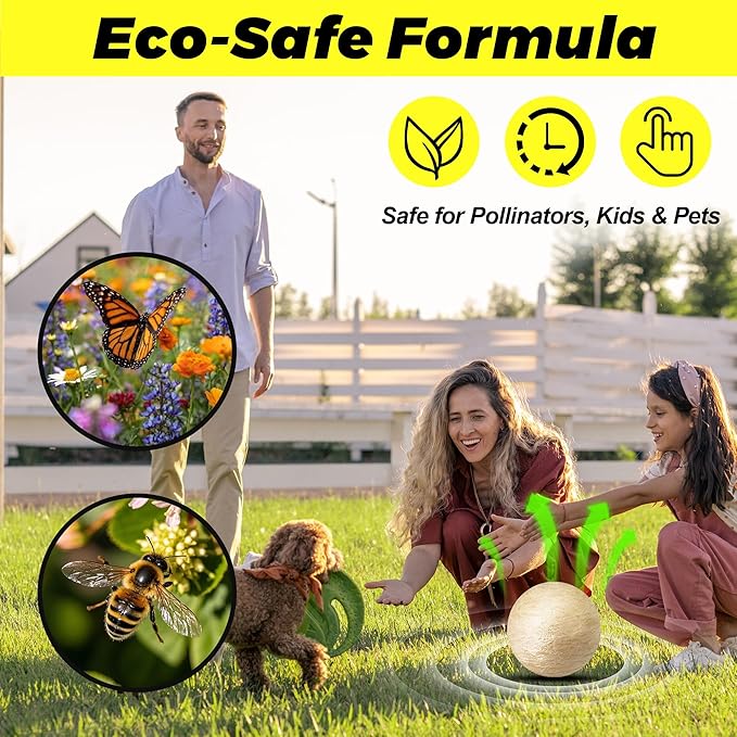 Deer & Rabbit Repellent Balls- Outdoor Animal Deterrent for Garden, Yard, Trees & Plants | Natural, Long-Lasting | Safe for Pets, Kids, Flowers & Vegetables (12PCS)