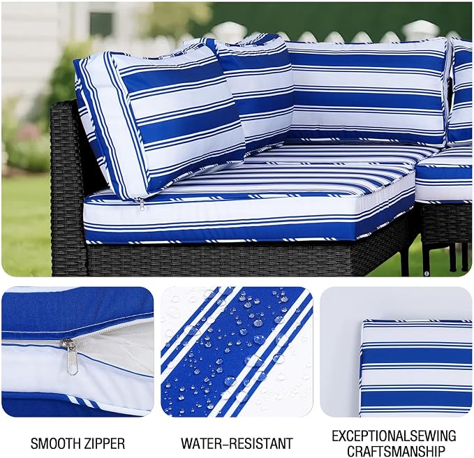 14Pieces Patio Cushion Covers Replacement Outdoor Water-Resistant Couch Covers Splashproof UV-Resistant Furniture Protectors Cushion Sofa Slipcovers Set with Zippers,Cover Only