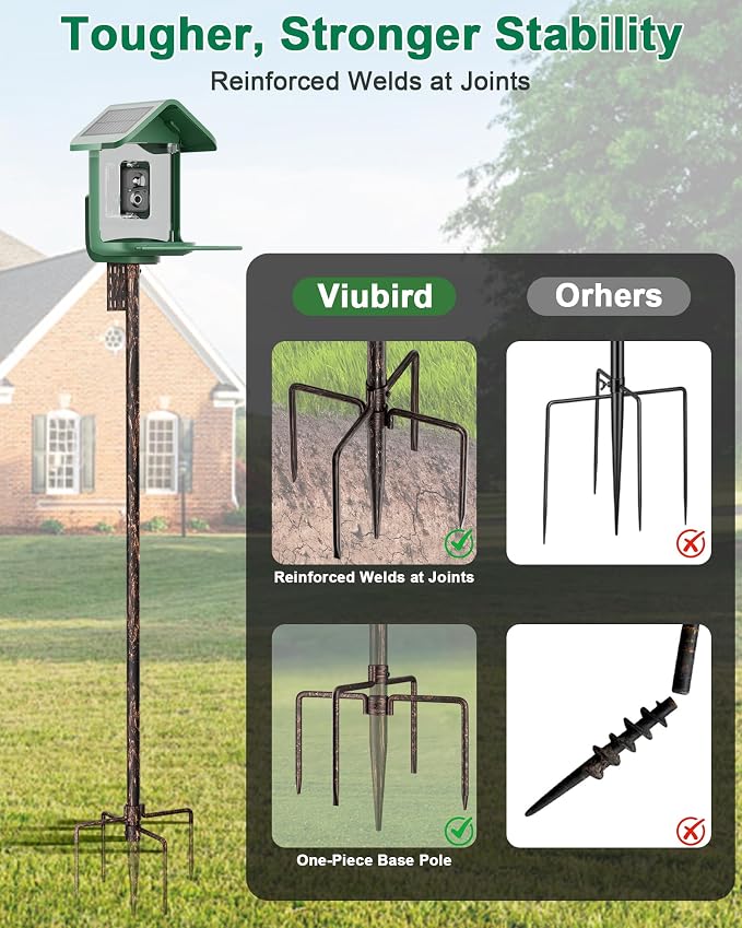 Bird Feeder Pole – 104 Inch Height Bird House Pole with 1-Inch Dia Heavy Duty for Birdfeeders, Feeding Stand with Mount Kit for Outdoor, Slip-Fit Connection, Copper Brushed