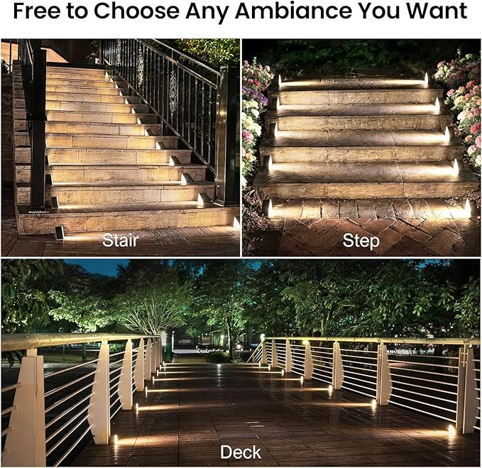Grey Solar Step Light Outdoor Stair Lights, Deck Lights Outdoor Powered IP65 Waterproof, 6500K Cool White Solar Outdoor Step Light, Decor for Stair, Deck, Step,Porch and Outside Patio,16 Pack