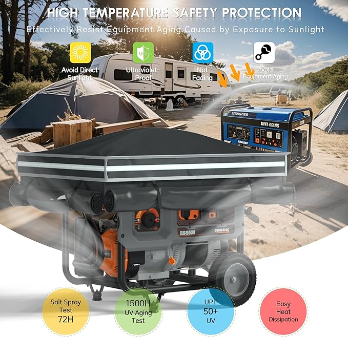 Generator Tent With Bracket,Generator Covers While Running,28x20x20 inches,Roof Design Without Water Accumulation,1680D Marine Canvas Production+Heavy-Duty Stainless Steel Bracket, Black