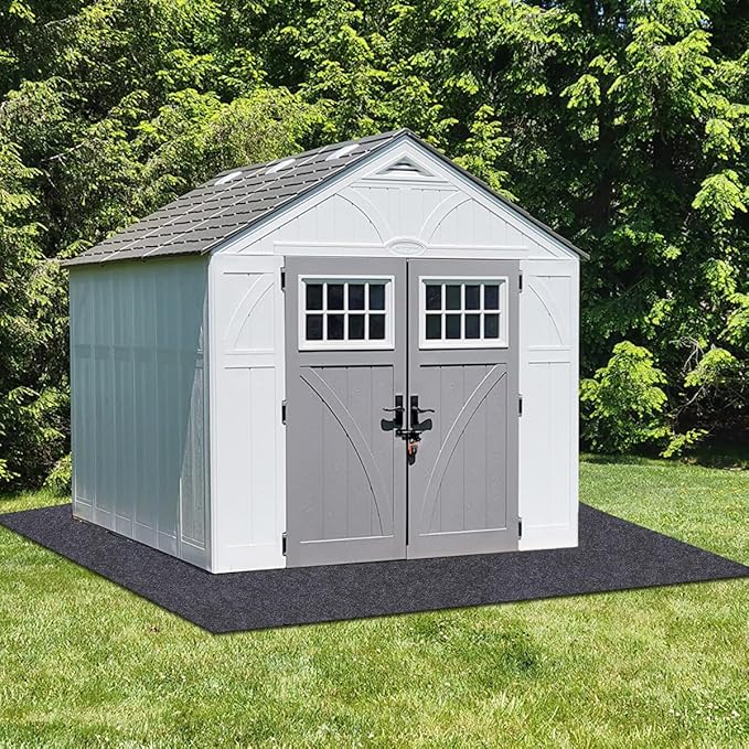Outdoor Storage Shed Mat，Anti-Slip Patio Furniture Floor Mat，Waterproof Carport Mat，Backing prevents liquid penetration，Soft Material, Non-slip Backing,Washable，Excluding storage shed (8 × 8 FT)