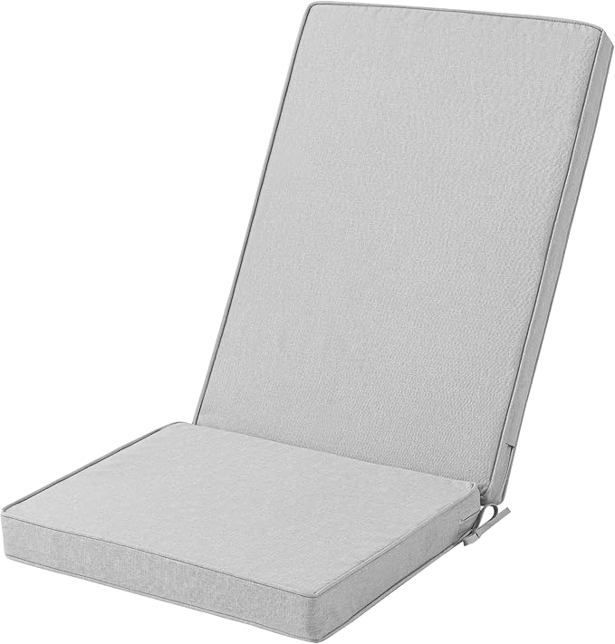 Adirondack Chair Cushion - Removable Cover, Water-Repellent & Fade-Resistant Faux Linen, Securing Straps, Non-Slip Bottom, Fit for Most Outdoor Adirondack & Rocking Chairs - Light Grey