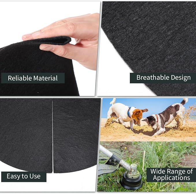 Macarrie 30 Pieces Weed Barrier Mats Non Woven Tree Mulch Ring Thickened Tree Protectors Mat Black Mulch Reusable Rings Landscaping Plant Cover Round Anti Grass Gardening Fabric Cover(16.5 Inch)