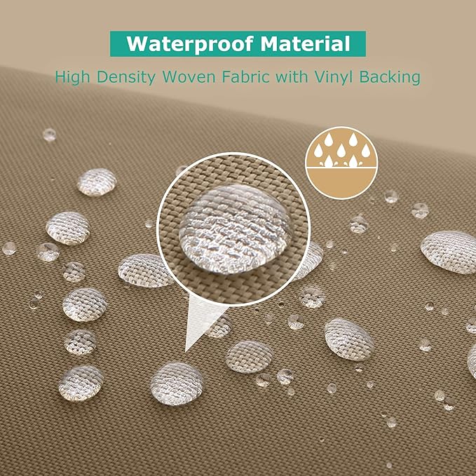 SunPatio Waterproof Patio Sofa Covers, Heavy Duty Outdoor Furniture Covers, Deep Seated Loveseat Covers with Air Vent/Closure Straps/Drawstrings, All Weather Protection, 60" W x 40" D x 32" H, Taupe