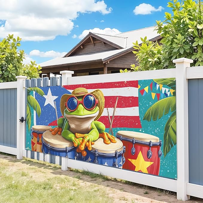 6 * 13FT Summer Puerto Rico Garage Door Cover Decorations Sunset Palm Trees Garage Door Banner for Outdoor Indoor Summer Party Photography Backdrop