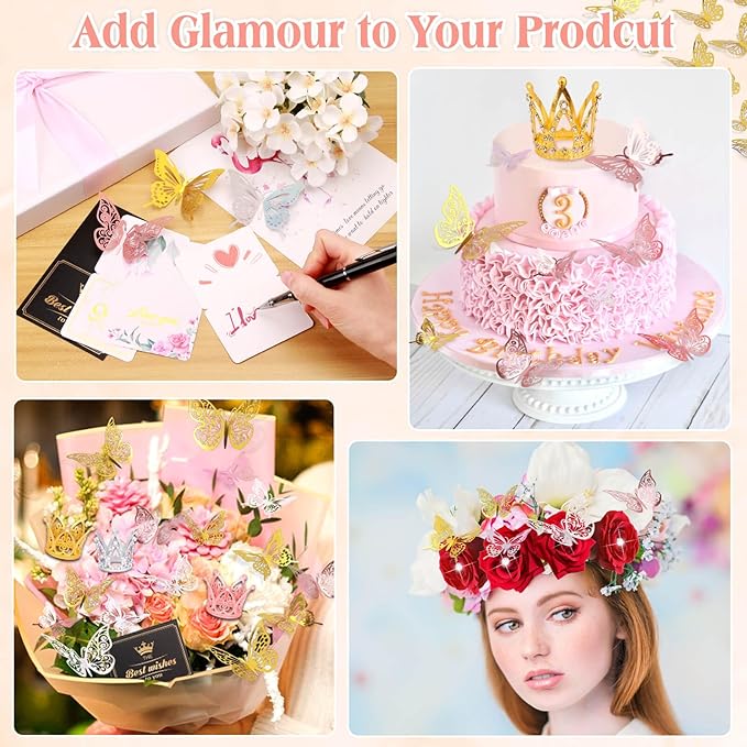 Tetutor 241 pcs Waterproof Flower Wrapping Paper,Bouquet Wrapping Paper Sheets, Floral Wrapping Paper Bouquet With Ribbons Flower Pins 3D Butterflies and Crowns for Florist Wrap
