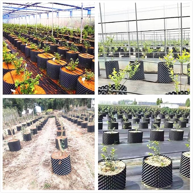 Air Pruning Plastic Root Control Containers/pots Nursery pots for Plants (Black, 50cm Tray 5sets)