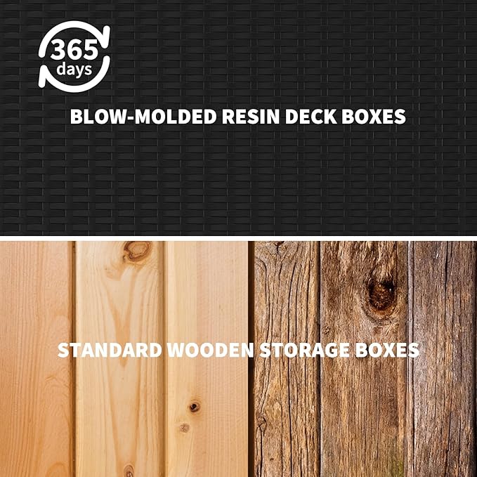 150 Gallon Resin Deck Box Outdoor Storage – Heavy Duty Waterproof & UV-Resistant, Lockable Lid, Reinforced Stability for Patio Cushions, Garden Tools, Pool Supplies, Black