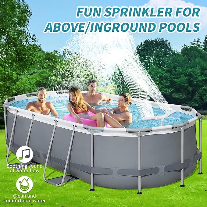 Klleyna Water-Fountain Dual Spray Swimming-Pool-Accessories - Upgrade Above/Inground Waterfall Cooler, Adjustable 2 in 1 Nozzle, High Pressure Pond Aerator, Garden Sprinkle Feature Outdoor Décor