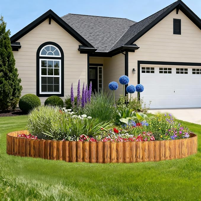 Corrugated Metal Garden Edging, 10" x20Ft Galvanized Steel Garden Edging Border, Landscape Paver Edge for Flower Beds Garden Lawn Raised Beds & Tree Surrounds Rusty