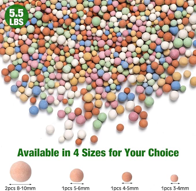 Beeveer 5.5 LBS Leca Clay Pebbles for Plants, Expanded Clay Balls Multi Color, Lightweight Hydroponics Growing Media for Succulents Orchids Aquaponics Drainage Potting Mix Decoration(3-10 mm)