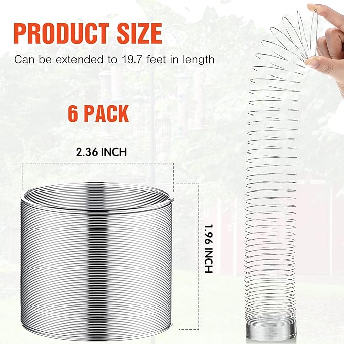 Qualirey 6 Pcs Metal Squirrel Baffle Squirrel Proof Spring for Bird Feeders Spring Coil Guard Protects Hanging Bird Feeders for Outdoor (Silver)