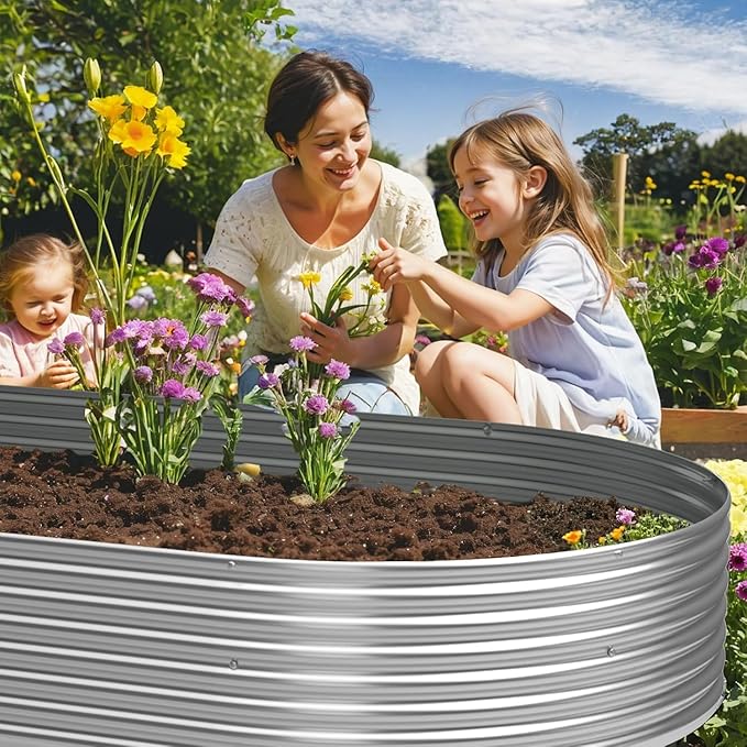 BTDVR 3 PCS Galvanized Raised Garden Bed Outdoor, Metal Raised Beds for Vegetables, Above Ground Garden Box for Flower, Steel Garden Bed for Gardening