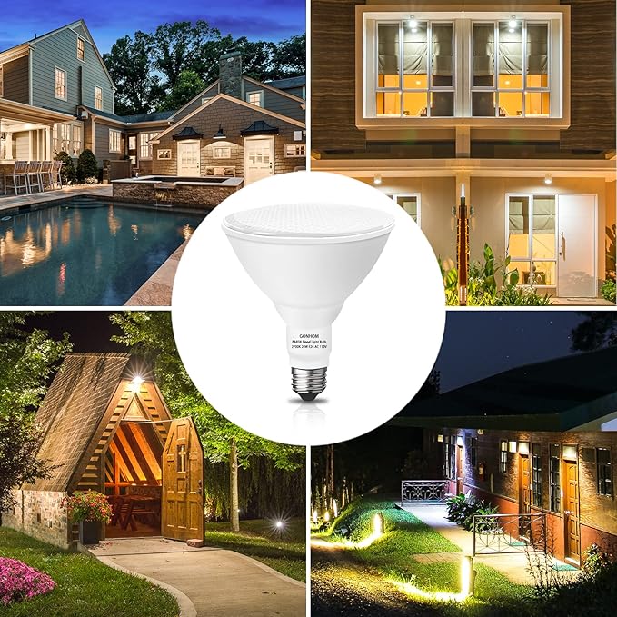 Gonhom Par38 led Flood Lights Outdoor Light Bulb,Dimmable 1800LM,20W Replace up to 200W,Outdoor Flood Light Bulbs for Backyard,Garage,Porch,Garden,2 Pack 2700K Warm Light