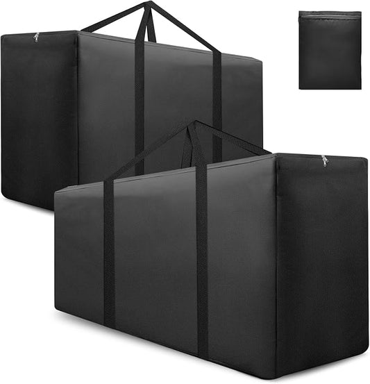 177 Gallon Outdoor Cushion Storage Bag, Extra Large Waterproof Patio Furniture Cushion Storage Cover with Handle and Protective Zipper for Garden & Home Storage, 68"L x 30"W x 20"H, (2 Pack, Black)