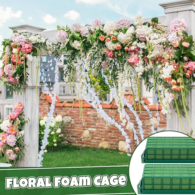 JarThenaAMCS 6Pcs Floral Foam Cage Rectangle Foam Bricks for Flower Arrangements with Tape for DIY Fresh or Artificial Flowers Wedding Birthday Parties Decor