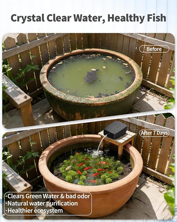 POPOSOAP Solar Pond Aerator with Battery Backup, 3W Solar Air Pump for Pond 24/7 Oxygenation, 3 Working Modes & Low Noise for Small Ponds Fish Tanks Hydroponics P9135
