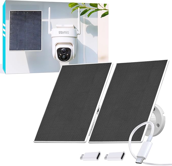 Vicohome 5V Solar Panels for Security Cameras for Bird Feeder 23% Energy Conversion Rate,9.8Ft Cable, USB C & Micro-USB Compatible, Weather Resistant, 360° Adjustable Bracket, for Tapo Eufy Aosu .etc