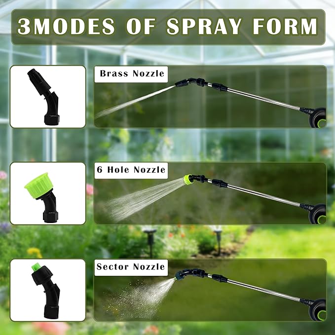 2 Gallon Battery Powered Sprayer, Covers 4,500 Sq Ft per Tank – Electric Sprayer with 3 Interchangeable Nozzles, Handle with Digital Battery Display, for Lawn, Garden & Outdoor Cleaning – Gray