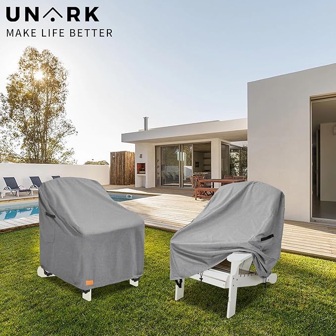 Outdoor Adirondack Chair Covers 28W x 32D x 35H Inches, Patio Furniture Covers Waterproof Heavy Duty Outdoor Swivel Chair Cover,Gery