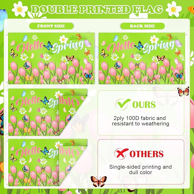 2Pcs Seasonal Garden Flag 3 x 5 ft Spring Summer Yard Flags for Outside Double Sided Holiday Flag Banner with Grommets Welcome Spring Summer Flag for Garden Home Farmhouse Indoor Outdoor Decorations