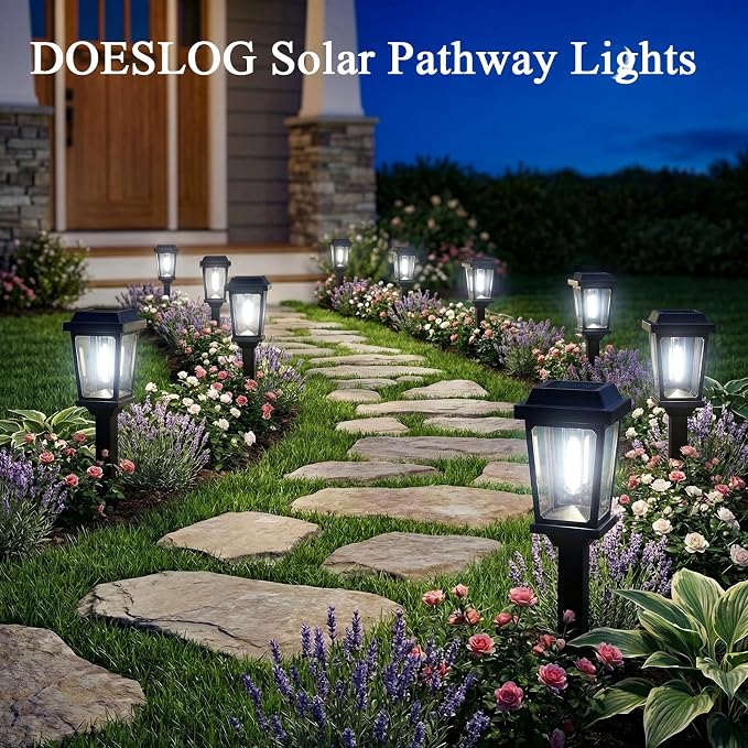 8 Pack Solar Lights Outdoor Pathway, Modern Solar Garden Lights, Waterproof Auto On/Off LED Outdoor Solar Lights for Yard, Landscape Path, Walkway, Driveway Décor