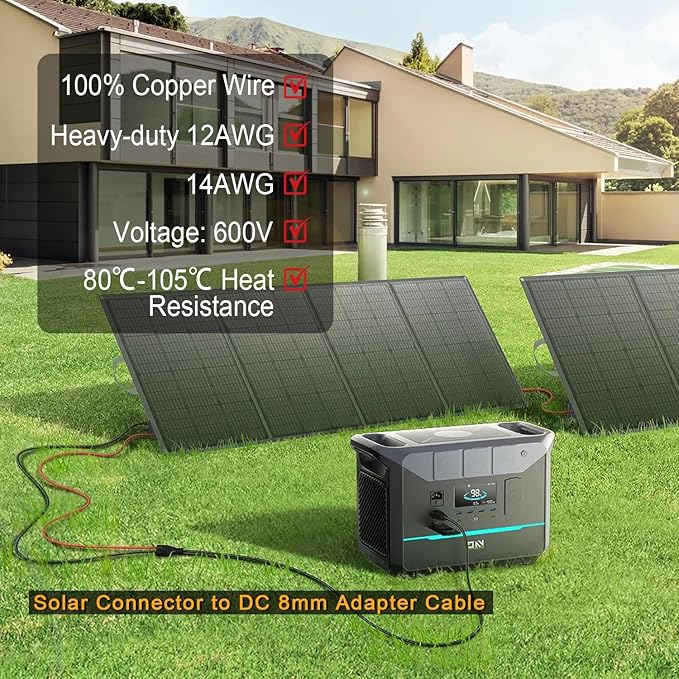 COMeap 6FT Solar Connector to DC 8mm Adapter Cable for Jackery Explorer 3000 2000 1500 1000 880 550 500 300 290 240 160 GZ Yeti BLUETTI Portable Power Station, Solar Generator, Solar Panel