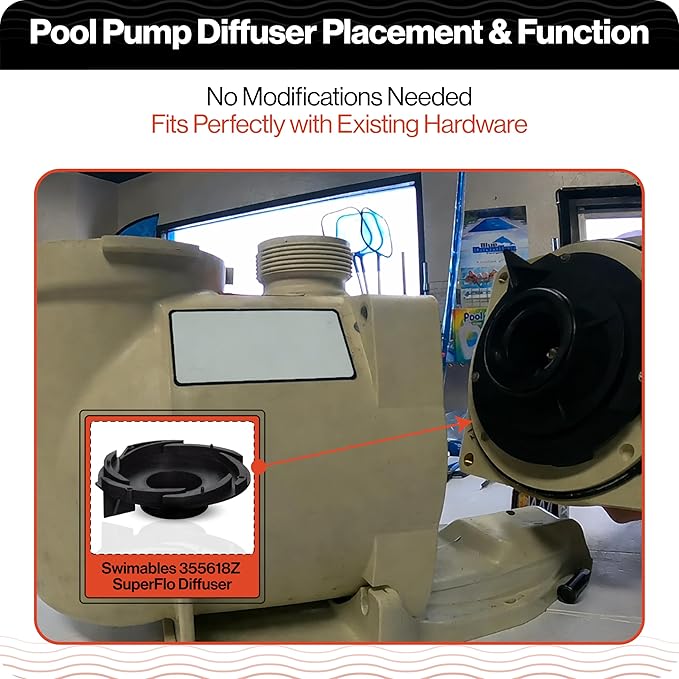 Swimables 355618Z SuperFlo Diffuser Replacement - Compatible with 1-1.5 HP SuperFlo, SuperMax & Pinnacle Pool Pumps, Durable Pump Diffuser, Easy Installation