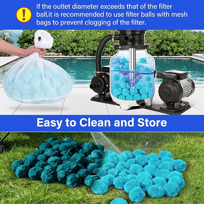 Pool Filter Balls for Sand-Filter,Eco-Friendly Fiber Filter Media for Swimming Pool Sand Filters,3.1 Lbs Reusable Sand Filter Ball for Pool Cleaning(Equals 100 lbs Pool Filter Sand)