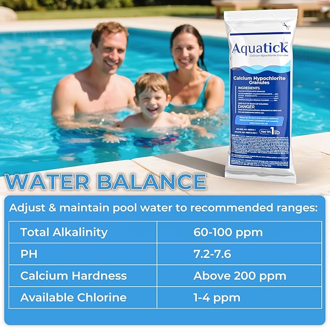 2 Pack Pro-Grade Chlorine Pool Shock, 68% Cal-Hypo Granular Sanitizer, Prevents Bacteria & Algae, Restores Crystal Clear Water - Shock Treatment, Swimming Pool Chemical - 2lb