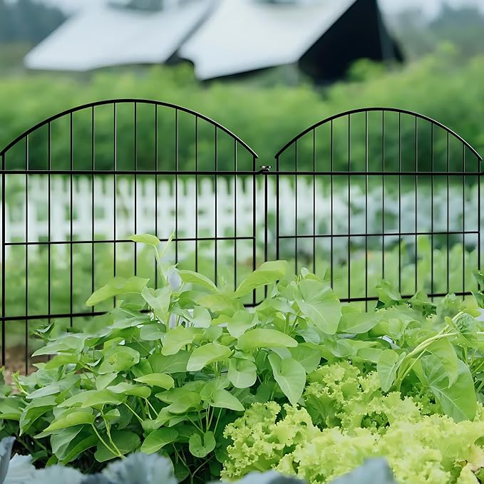 Thealyn Metal Garden Fence 40 inch H x 28 inch W (5 Panels, Total Length 11.6 ft) No Need Dig Outdoor Rustproof Animal Barrier Fencing Border Fence for Dog, Patio,Yard, Landscape, Flower Bed
