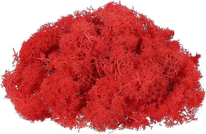 uxcell Preserved Reindeer Moss, 17.6oz Fake Moss for Crafts Artificial Dried Moss for Decoration Terrariums Potted Plants, Red
