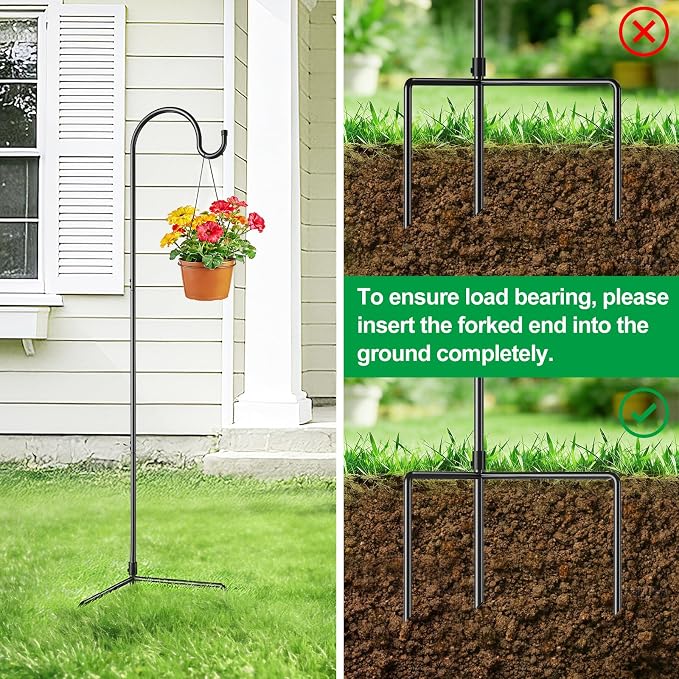 GOFORWILD Shepherd Hooks Adjustable, Premium Metal Garden Hook for Outdoor, Hanging Plant, Solar Lights, Lanterns, Bird Feeders, and Wedding Decor, 49 Inch, 6 Pack