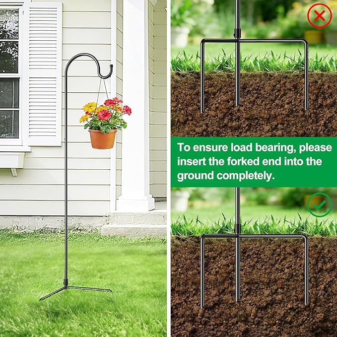 GOFORWILD Shepherd Hook Made of Premium Metal for Garden Decor, Plant Hanger, Lantern Hook, Solar Light Hanging and Wedding Decor, 49 Inch, 8 Pack