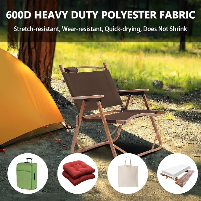 Waterproof Canvas Fabric by The Yard 58inch 600D Upholstery Material Polyester Fabric Outdoor Water Resistant Fabric for Sewing Chair Patio Cushion Purse Bag Interior, 8 Yard Brown